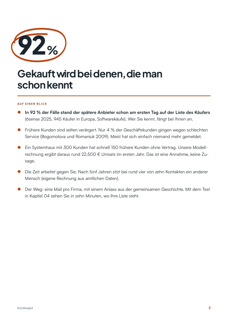 Seite 2: Auf einen Blick, die fünf Kernaussagen mit der Zahl 92 Prozent